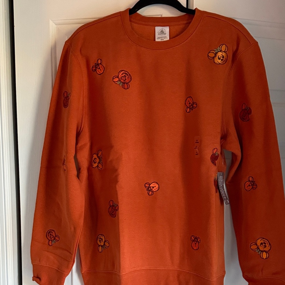 Disney Orange Sweatshirt with Mickey Mouse Design